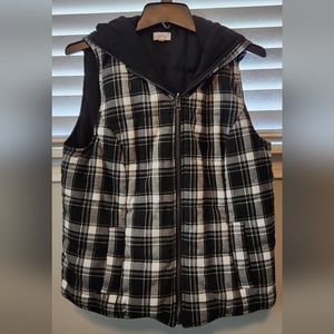 Plaid vest with hood